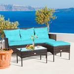  - 3 Pieces Patio Furniture Sectional Set with 5 Cozy Cushions - Outdoor Style Company