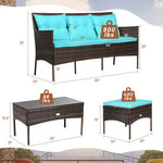  - 3 Pieces Patio Furniture Sectional Set with 5 Cozy Cushions - Outdoor Style Company