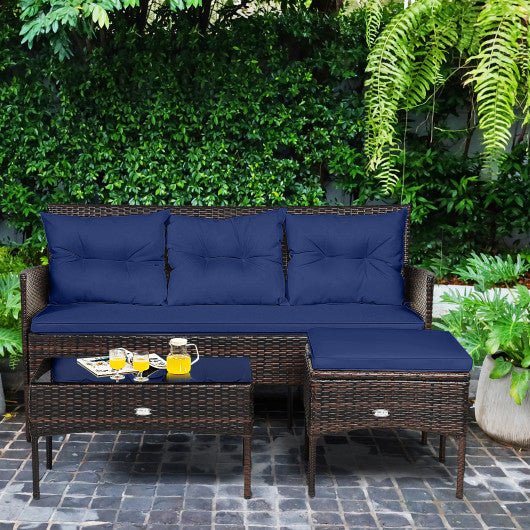  - 3 Pieces Patio Furniture Sectional Set with 5 Cozy Cushions - Outdoor Style Company