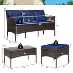  - 3 Pieces Patio Furniture Sectional Set with 5 Cozy Cushions - Outdoor Style Company