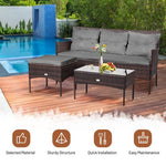  - 3 Pieces Patio Furniture Sectional Set with 5 Cozy Cushions - Outdoor Style Company