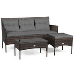  - 3 Pieces Patio Furniture Sectional Set with 5 Cozy Cushions - Outdoor Style Company