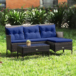  - 3 Pieces Patio Furniture Sectional Set with 5 Cozy Cushions - Outdoor Style Company