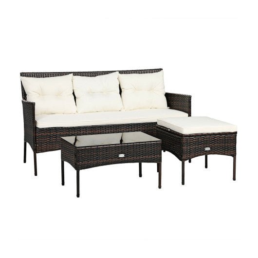  - 3 Pieces Patio Furniture Sectional Set with 5 Cozy Cushions - Outdoor Style Company