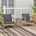  - 3 Pieces Patio Furniture Set with Cushioned Chairs and Tempered Glass Side Table - Outdoor Style Company