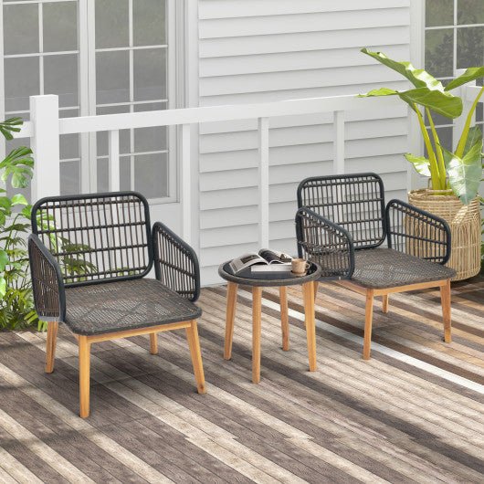  - 3 Pieces Patio Furniture Set with Cushioned Chairs and Tempered Glass Side Table - Outdoor Style Company