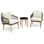  - 3 Pieces Patio Furniture Set with Cushioned Chairs and Tempered Glass Side Table - Outdoor Style Company