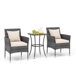  - 3 Pieces Patio Furniture Set with Cushioned Patio Chairs and Tempered Glass Coffee Table - Outdoor Style Company