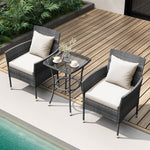  - 3 Pieces Patio Furniture Set with Cushioned Patio Chairs and Tempered Glass Coffee Table - Outdoor Style Company