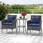  - 3 Pieces Patio Furniture Set with Cushioned Patio Chairs and Tempered Glass Coffee Table - Outdoor Style Company