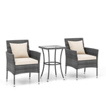  - 3 Pieces Patio Furniture Set with Cushioned Patio Chairs and Tempered Glass Coffee Table - Outdoor Style Company