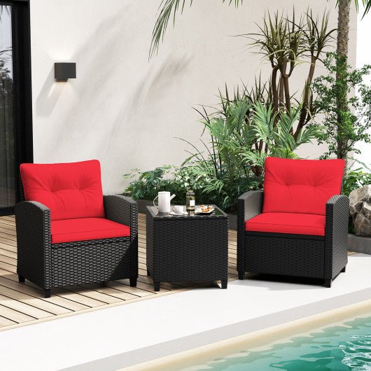  - 3 Pieces Patio Furniture Set with Tempered Glass Coffee Table - Outdoor Style Company