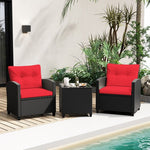  - 3 Pieces Patio Furniture Set with Tempered Glass Coffee Table - Outdoor Style Company