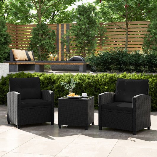  - 3 Pieces Patio Furniture Set with Tempered Glass Coffee Table - Outdoor Style Company