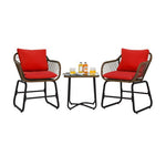  - 3 Pieces Patio Rattan Bistro Set Cushioned Chair Glass Table Deck - Outdoor Style Company