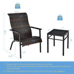  - 3 Pieces Patio Rattan Bistro Set with High Backrest and Armrest - Outdoor Style Company