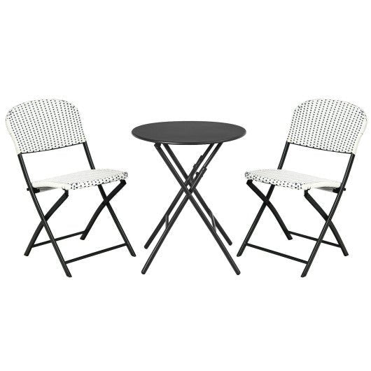  - 3 Pieces Patio Rattan Bistro Set with Round Dining Table and 2 Chairs - Outdoor Style Company