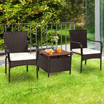  - 3 Pieces Patio Rattan Furniture Bistro Set with Wood Side Table and Stackable Chair - Outdoor Style Company