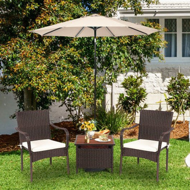  - 3 Pieces Patio Rattan Furniture Bistro Set with Wood Side Table and Stackable Chair - Outdoor Style Company