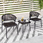  - 3 Pieces Patio Rattan Furniture Set for Backyard Poolside - Brown and Black - Outdoor Style Company