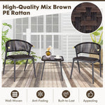  - 3 Pieces Patio Rattan Furniture Set for Backyard Poolside - Brown and Black - Outdoor Style Company