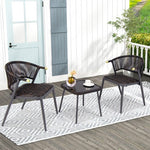  - 3 Pieces Patio Rattan Furniture Set for Backyard Poolside - Brown and Black - Outdoor Style Company