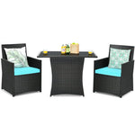  - 3 Pieces Patio Rattan Furniture Set with Cushion and Sofa Armrest - Outdoor Style Company