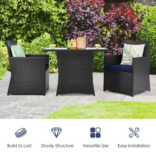  - 3 Pieces Patio Rattan Furniture Set with Cushion and Sofa Armrest - Outdoor Style Company