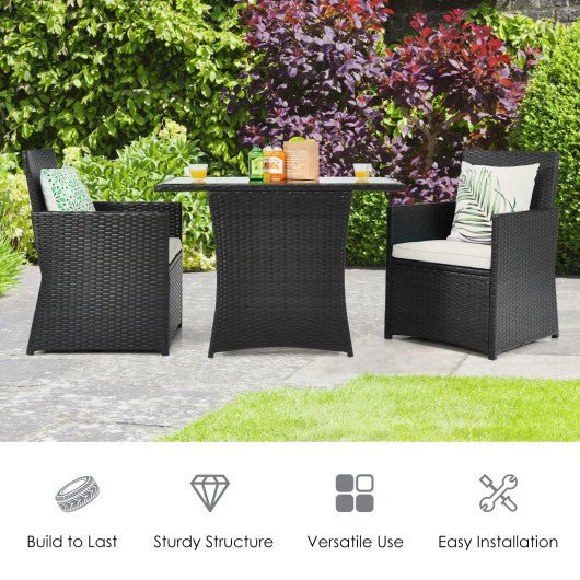  - 3 Pieces Patio Rattan Furniture Set with Cushion and Sofa Armrest - Outdoor Style Company