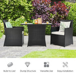  - 3 Pieces Patio Rattan Furniture Set with Cushion and Sofa Armrest - Outdoor Style Company