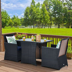  - 3 Pieces Patio Rattan Furniture Set with Cushion and Sofa Armrest - Outdoor Style Company