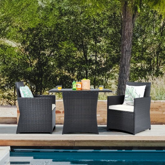  - 3 Pieces Patio Rattan Furniture Set with Cushion and Sofa Armrest - Outdoor Style Company