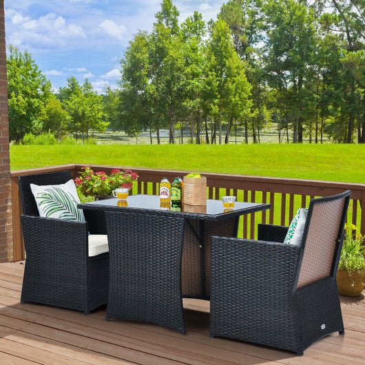  - 3 Pieces Patio Rattan Furniture Set with Cushion and Sofa Armrest - Outdoor Style Company