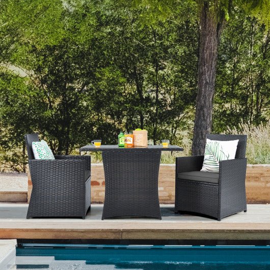  - 3 Pieces Patio Rattan Furniture Set with Cushion and Sofa Armrest - Outdoor Style Company