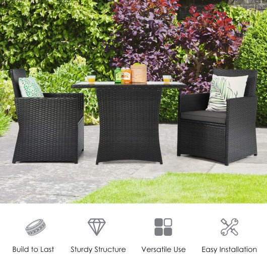  - 3 Pieces Patio Rattan Furniture Set with Cushion and Sofa Armrest - Outdoor Style Company