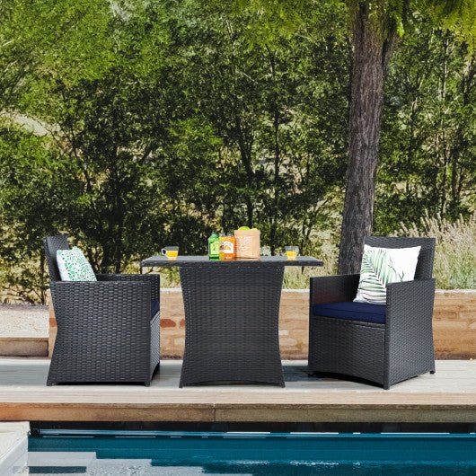  - 3 Pieces Patio Rattan Furniture Set with Cushion and Sofa Armrest - Outdoor Style Company