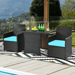  - 3 Pieces Patio Rattan Furniture Set with Cushion and Sofa Armrest - Outdoor Style Company