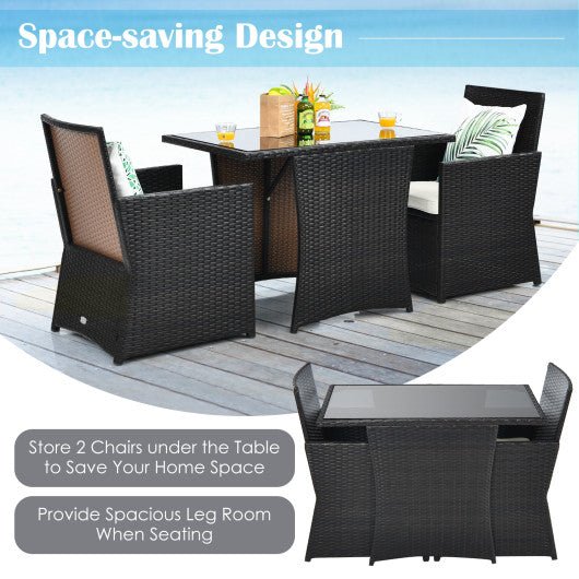  - 3 Pieces Patio Rattan Furniture Set with Cushion and Sofa Armrest - Outdoor Style Company