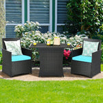  - 3 Pieces Patio Rattan Furniture Set with Cushion and Sofa Armrest - Outdoor Style Company