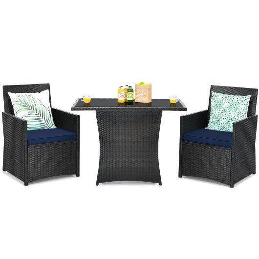  - 3 Pieces Patio Rattan Furniture Set with Cushion and Sofa Armrest - Outdoor Style Company