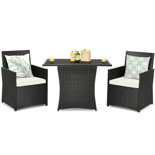  - 3 Pieces Patio Rattan Furniture Set with Cushion and Sofa Armrest - Outdoor Style Company