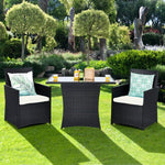  - 3 Pieces Patio Rattan Furniture Set with Cushion and Sofa Armrest - Outdoor Style Company