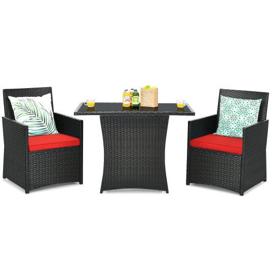  - 3 Pieces Patio Rattan Furniture Set with Cushion and Sofa Armrest - Outdoor Style Company