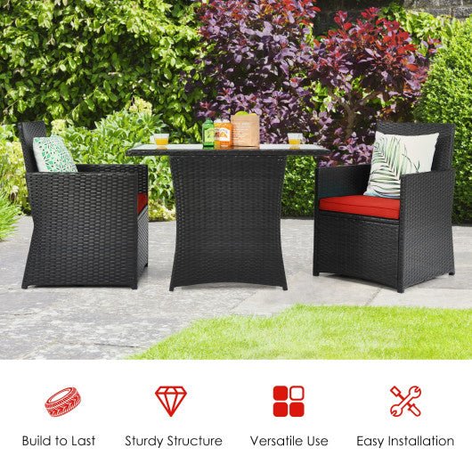  - 3 Pieces Patio Rattan Furniture Set with Cushion and Sofa Armrest - Outdoor Style Company