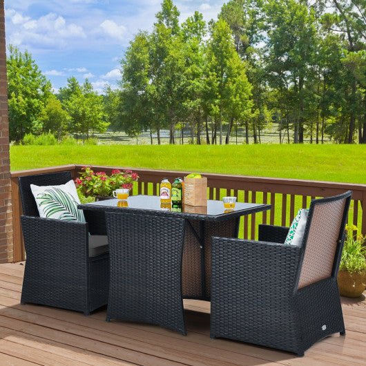  - 3 Pieces Patio Rattan Furniture Set with Cushion and Sofa Armrest - Outdoor Style Company