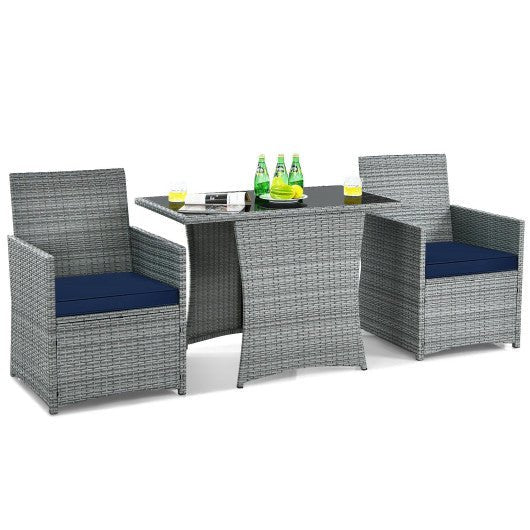  - 3 Pieces Patio Rattan Furniture Set with Cushioned Armrest Sofa - Outdoor Style Company