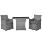  - 3 Pieces Patio Rattan Furniture Set with Cushioned Armrest Sofa - Outdoor Style Company