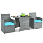  - 3 Pieces Patio Rattan Furniture Set with Cushioned Armrest Sofa - Outdoor Style Company