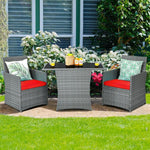  - 3 Pieces Patio Rattan Furniture Set with Cushioned Armrest Sofa - Outdoor Style Company