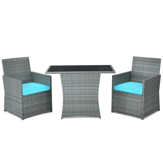  - 3 Pieces Patio Rattan Furniture Set with Cushioned Armrest Sofa - Outdoor Style Company